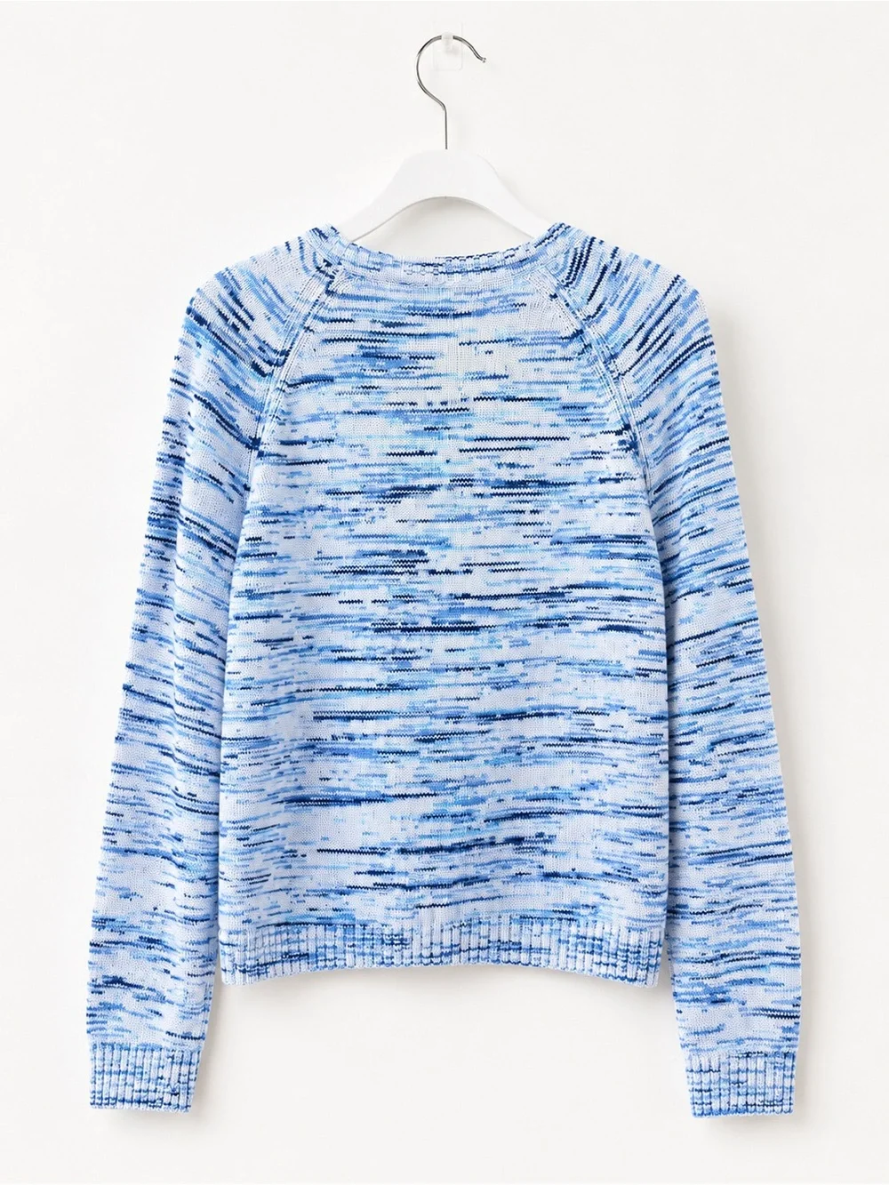 J. Crew Blue White Space-Dyed Summer Knit Crewneck Sweater - 100% Cotton